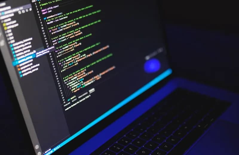 Code editor displayed on a laptop screen